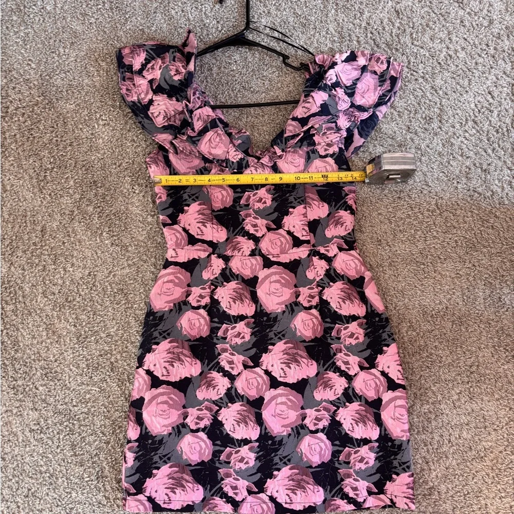 Fashion Nova Pink and Black Floral Midi Dress - Picture 4 of 5